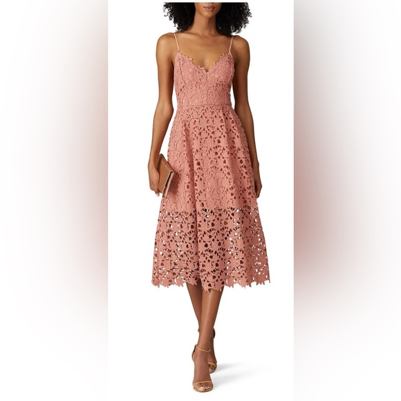 Astr Dresses & Skirts - Astr Pink Lace Midi Dress with Spaghetti Straps